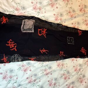 Chico's Black and Red Asymmetrical Scarf